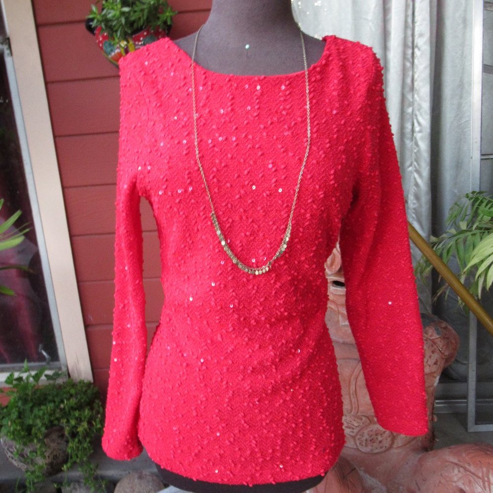 Jennifer Lopez Red Long Sleeve Blouse